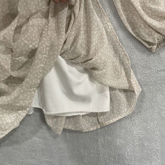 Japna Flowy A-Line Dress‎ Women's XS V Neck Beige Ruffle Polyester - Picture 5 of 8